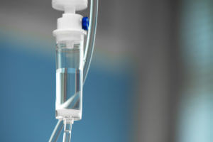 Close-up of IV tube used for Outpatient IV Therapy.